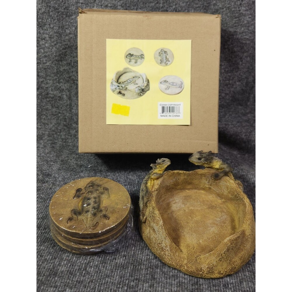 Brown Reptile Resin Dish and Coaster Set - Pets Reptile